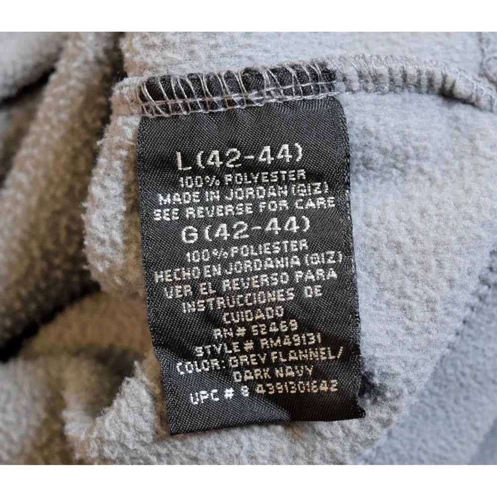 Starter Mens Large 1/4 Zip Fleece Pullover Grey Flannel Dark Navy Blue - RM49131